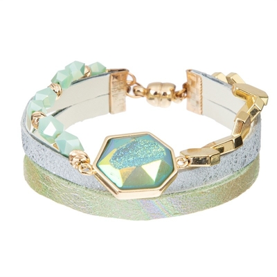 Le métal perle le bracelet en cuir 0.022kg d'enveloppe multi avec des perles en métal