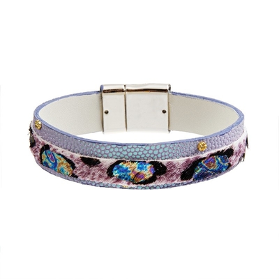 bracelet en cuir fait main d'impression animal de mulitcolor, bracelets chics de 18.5cm Boho