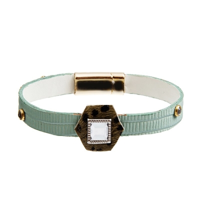 Bracelet en cuir fait main géométrique, bracelets magnétiques d'enveloppe de fermeture de la Bohême 18.5cm