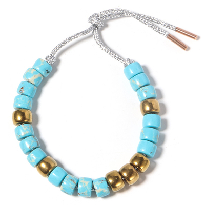 le vrai or 14k a plaqué le bracelet de perles de forte, les bracelets 16.5g de tricotage avec des perles