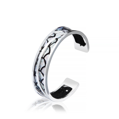 couleur noire et blanche plaquée argentée découpée de bracelet en cuir de manchette de Diy