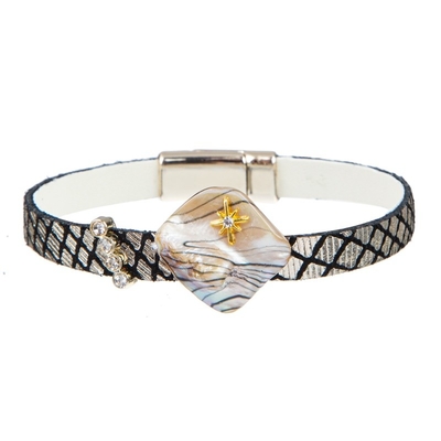 L'ODM ne perle non le bracelet en cuir fait main Diamond Shell Charm For Boho Girl