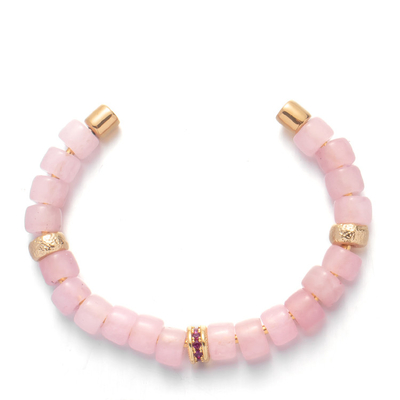 SS304 bracelets perlés faits main, Rose Quartz Bead Bracelet remplaçable vissée