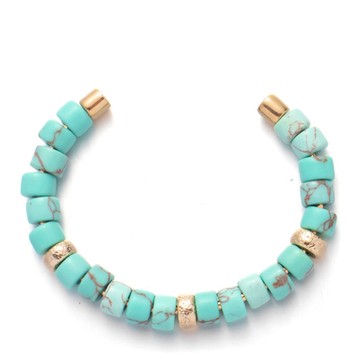 La turquoise géométrique a perlé or 18k fait main de bracelets le vrai plaqué