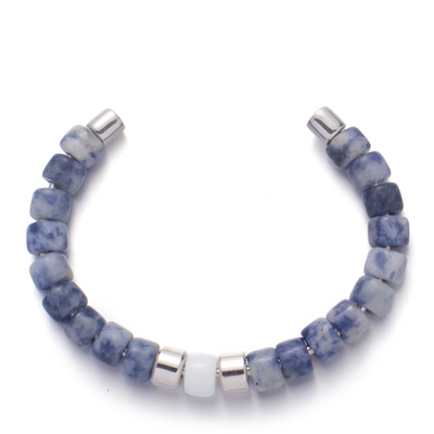 bracelets perlés faits main à veines bleues Sterling Silver Plated de 8mm