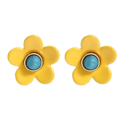 Boucles d'oreille 5g/Pair d'émail de fleur d'ODM d'OEM colorées pour des femmes