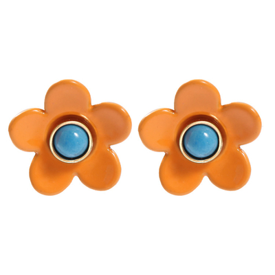 Boucles d'oreille 5g/Pair d'émail de fleur d'ODM d'OEM colorées pour des femmes