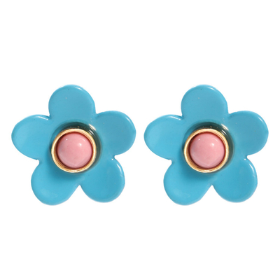 Boucles d'oreille 5g/Pair d'émail de fleur d'ODM d'OEM colorées pour des femmes