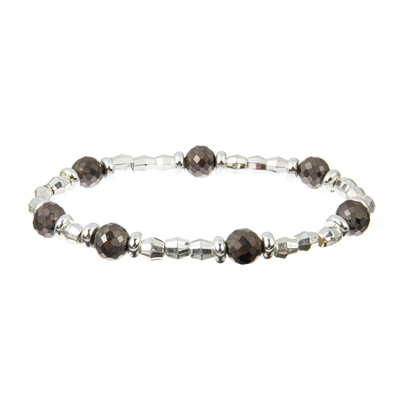 Les bracelets perlés de l'hématite 0.7mm place l'or noir et blanc avec de l'argent