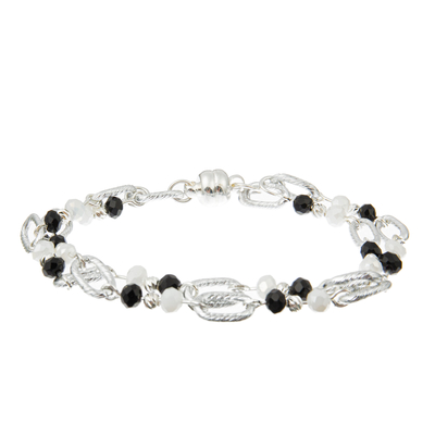 Les bracelets perlés de l'hématite 0.7mm place l'or noir et blanc avec de l'argent