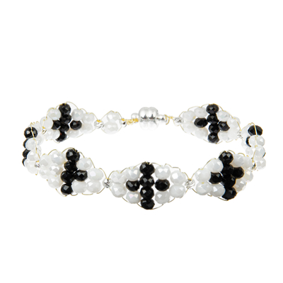 Les bracelets perlés de l'hématite 0.7mm place l'or noir et blanc avec de l'argent