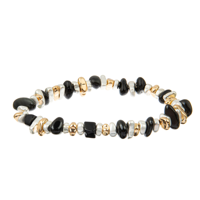 Les bracelets perlés de l'hématite 0.7mm place l'or noir et blanc avec de l'argent