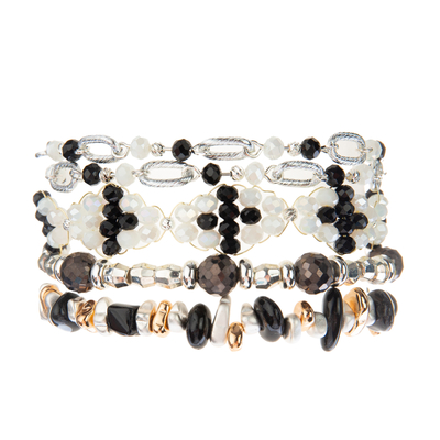 Les bracelets perlés de l'hématite 0.7mm place l'or noir et blanc avec de l'argent
