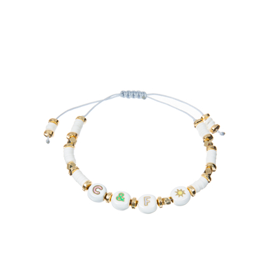 Polymère Clay Beaded Letter Bracelet, bracelets de perle d'alphabet de 7.4*8mm