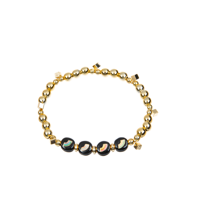 Matériel d'alliage d'arc-en-ciel de noir de bracelet de lettre d'alphabet d'hématite d'or de kc