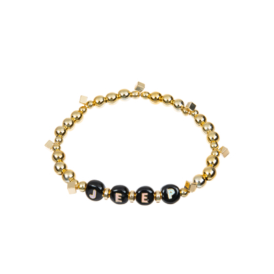 Matériel d'alliage d'arc-en-ciel de noir de bracelet de lettre d'alphabet d'hématite d'or de kc