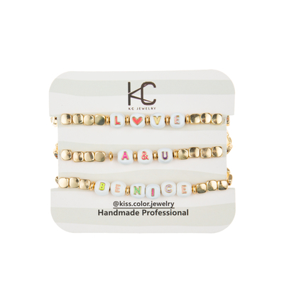 les perles élastiques d'émail de 18.5cm appellent le bracelet avec de l'or 14k plaqué