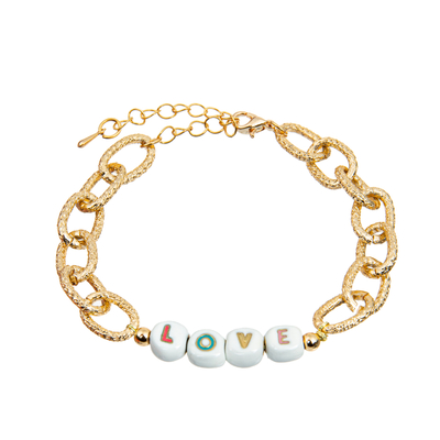 Bracelet perlé de lettre plaqué par argent d'or de Diy 14k avec l'extrémité de homard