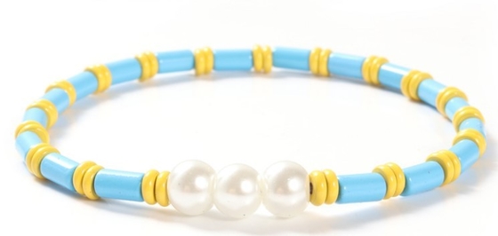 de taille ajustable strechy de Bohème du style 18.5cm de 6mm Shell Pearl And Bead Bracelet
