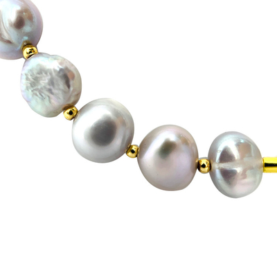 Le vrai or a plaqué le bracelet d'eau douce de perle, 7,25 pouces d'étoile du nord de bracelet de perle