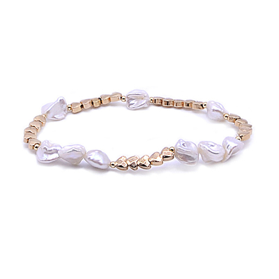Le vrai or a plaqué le bracelet d'eau douce de perle, 7,25 pouces d'étoile du nord de bracelet de perle