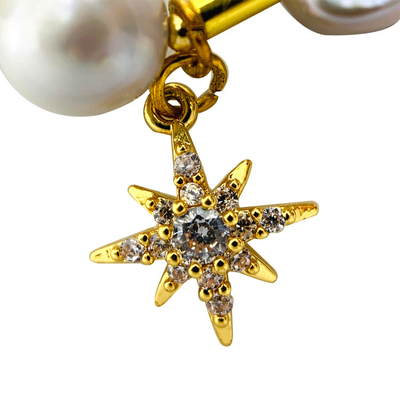 Le vrai or a plaqué le bracelet d'eau douce de perle, 7,25 pouces d'étoile du nord de bracelet de perle