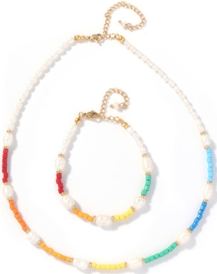 le bracelet d'eau douce de perle de 5-6mm, arc-en-ciel a coloré le bracelet de perle d'émail