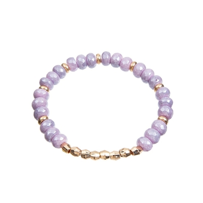 Les bracelets faits main plaqués de perles de pourpre lilas, ont fait face au bracelet extensible de perle de 8mm