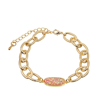 Bracelet multicolore 15g de perle de Druzy de résine avec la chaîne d'extension de taille ajustable