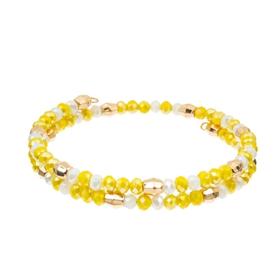 L'OEM Shinny Crystal Beads Bracelets jaune citron le bracelet en laiton de 2 couches