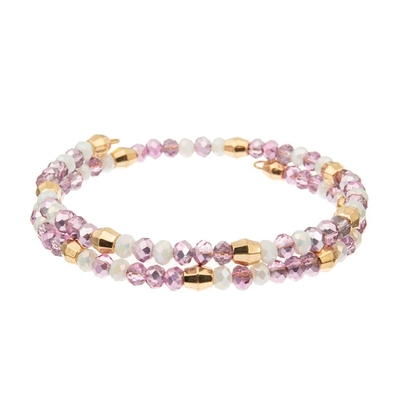 Orange pourpre rose en laiton de Crystal Wrap Bracelets With Gold de fil de 3 couches
