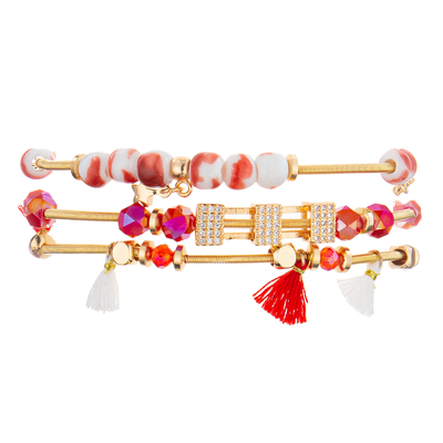 7,5&quot; gland a perlé l'or 14k extensible de bracelets faits main plaqué