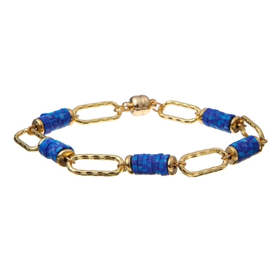 Bracelets faits main de perles de morceau de Polyclay d'arc-en-ciel 6mm avec les aimants à chaînes d'or