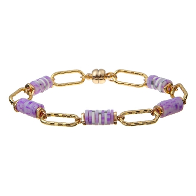 Bracelets faits main de perles de morceau de Polyclay d'arc-en-ciel 6mm avec les aimants à chaînes d'or