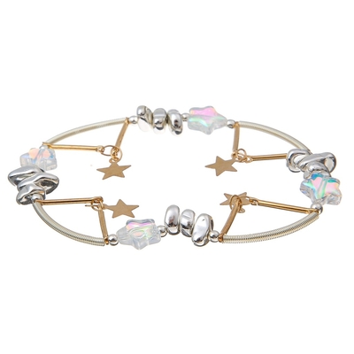 Couleur d'arc-en-ciel de bracelets à chaînes de Crystal Stretchy Spring Zircon Star