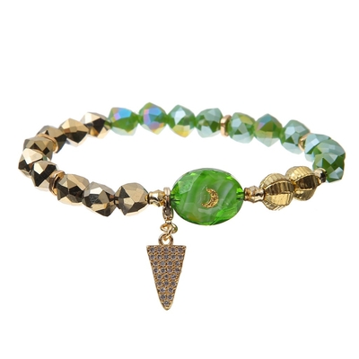 Pastel de turquoise de perle Crystal Bracelets extensible avec de la ficelle vitrée en verre de perles