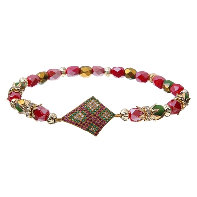 Le fort de connecteur de Zircon de léopard perle Noël de bracelet assorti