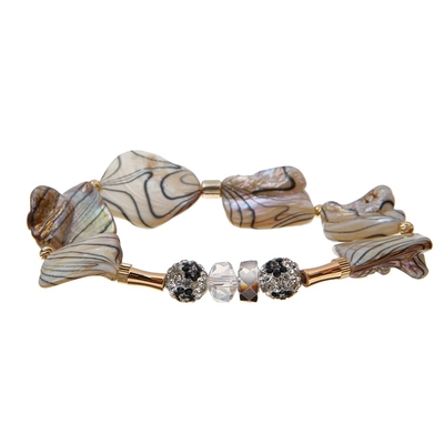 Bracelet de Shell Shambhala Ball Fort Beads avec la texture imprimée noire de vague d'eau