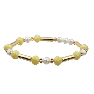 Le métier d'or géométrique de main de tube en métal perle le bracelet Crystal Set jaune