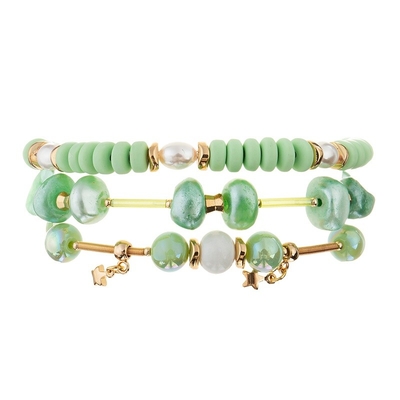 Cadeau frais géométrique de Crystal Beads Bracelets Vintage Style de couleur verte pour elle