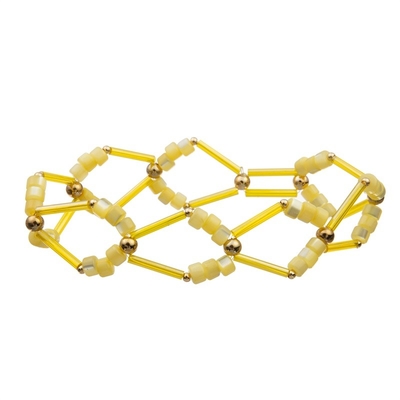 Le métier d'or géométrique de main de tube en métal perle le bracelet Crystal Set jaune