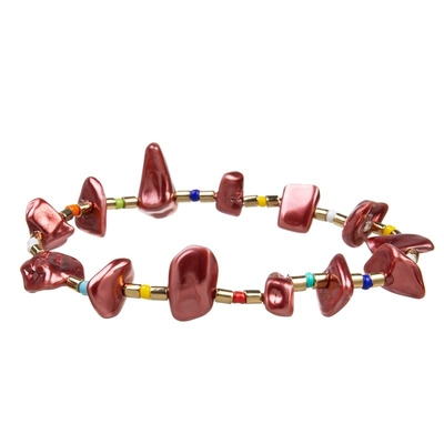 Bracelets faits main empilables rouges de perles pour des années de l'adolescence de mode avec le Zircon d'arc-en-ciel