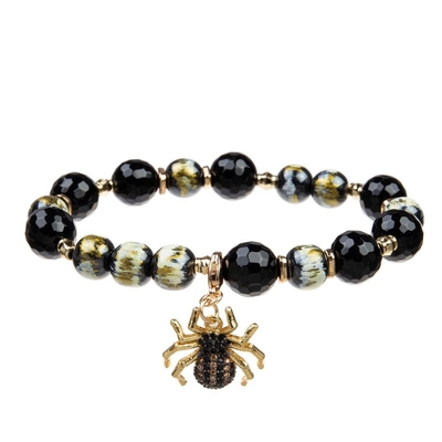 Bracelet extensible de couche de vacances multi de Halloween réglé avec le charme d'araignée et de Zircon