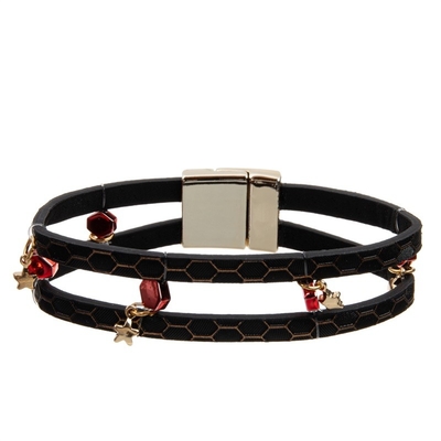 Couleur noire personnalisable en cuir véritable de bracelet multicouche de métier de main