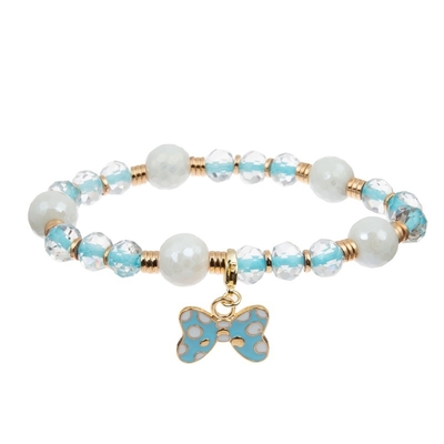 Émaillez le bracelet fait main de couleur de charme multi de Bowknot avec Facted Crystal Beads
