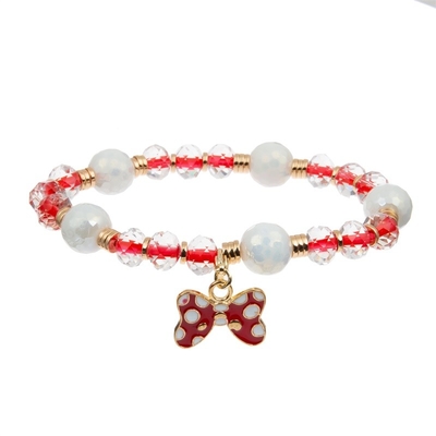 Émaillez le bracelet fait main de couleur de charme multi de Bowknot avec Facted Crystal Beads