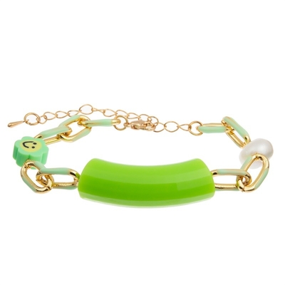 La barre en bambou perle le bracelet fait main de chaîne d'or coloré pour le Jour de la Déclaration d'Indépendance