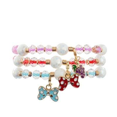 Émaillez le bracelet fait main de couleur de charme multi de Bowknot avec Facted Crystal Beads