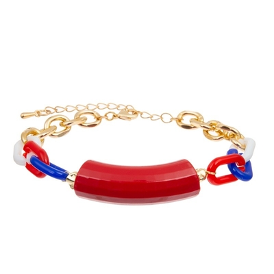 La barre en bambou perle le bracelet fait main de chaîne d'or coloré pour le Jour de la Déclaration d'Indépendance