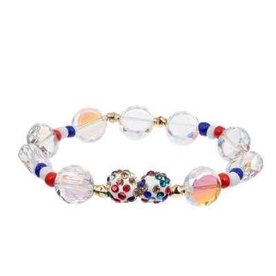 Le bracelet de perles de vacances de Jour de la Déclaration d'Indépendance a placé la couleur bleue rouge blanche pour la fille